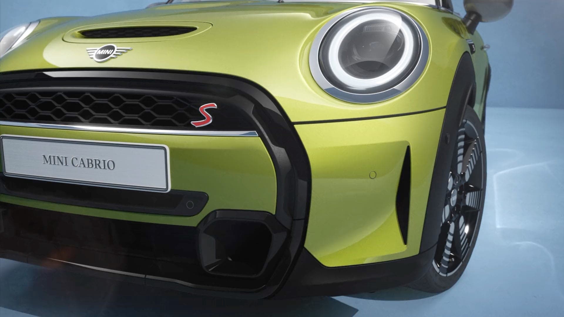MINI Cabrio – vista trasera lateral – amarillo